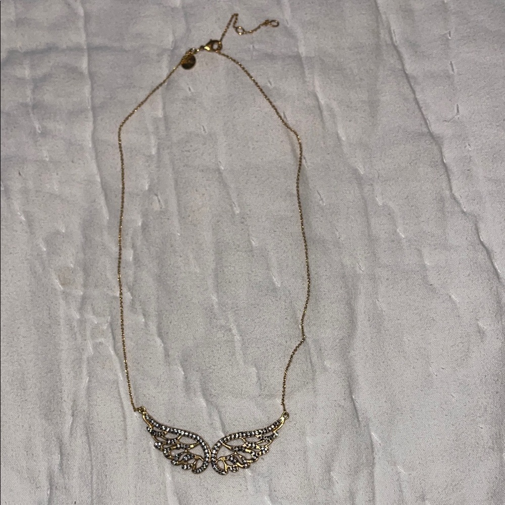Stella & Dot Gold Wing Necklace with Silver Accents